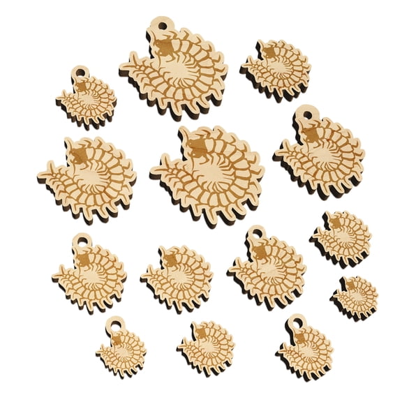 Creepy Crawly Centipede Wood Mini Charms Shapes DIY Craft Jewelry - With Hole - 25mm (7pcs)