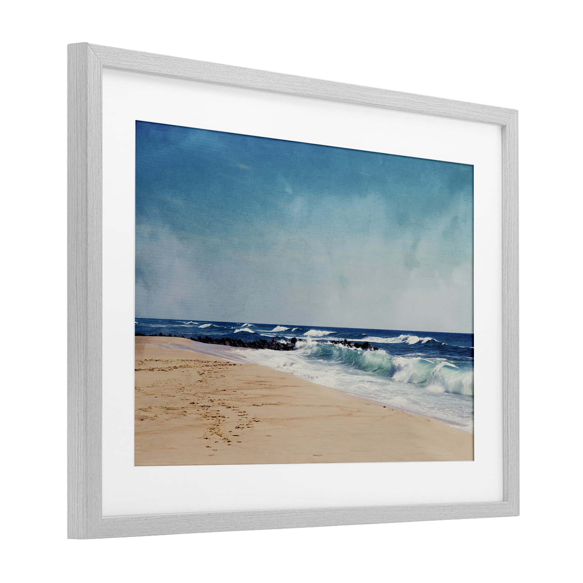 Stupell Industries Atlantic Waves Shoreline Gray Framed Print Under Glass, design by Dirk Wüstenhagen