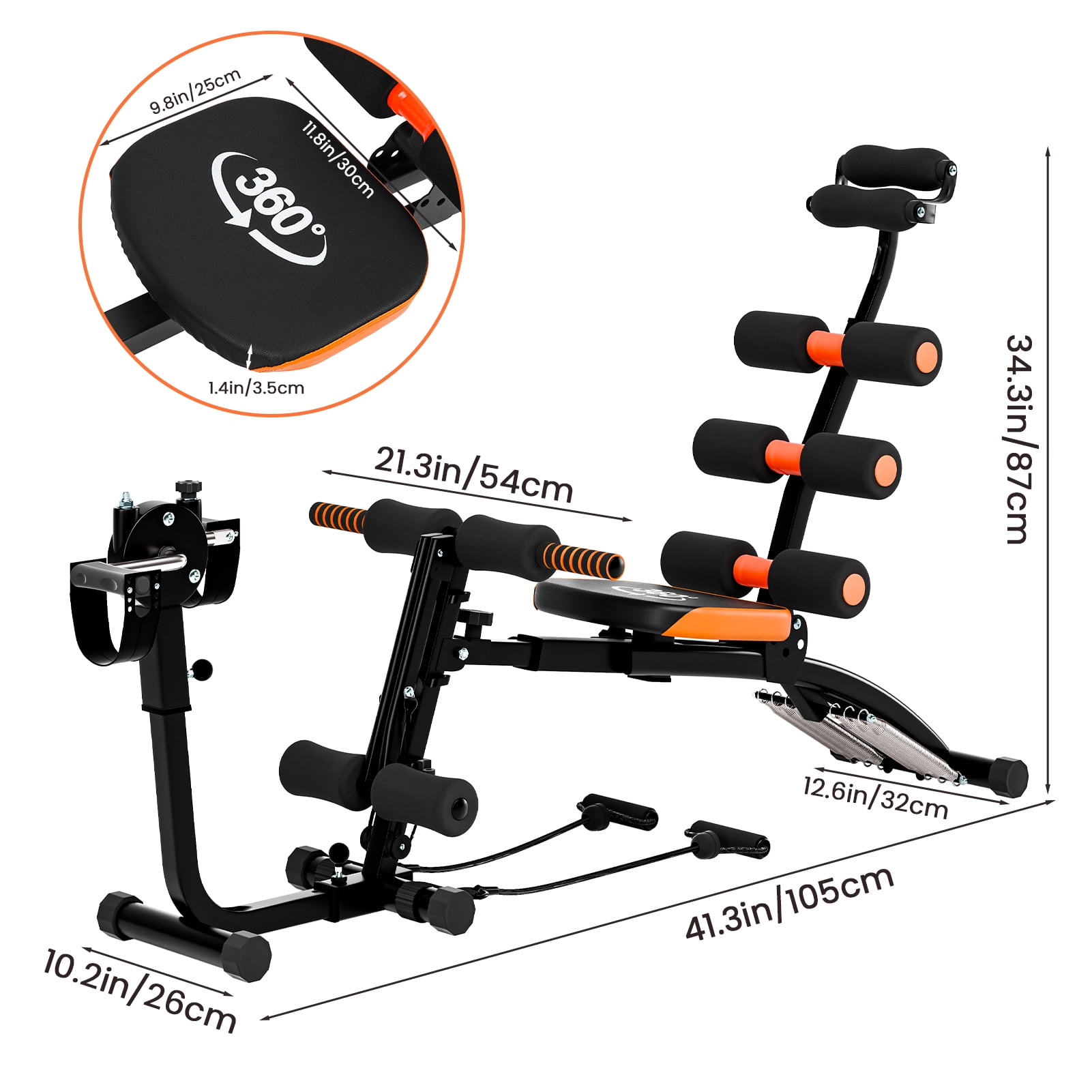 ziertyon Ab Machine, Ab Workout Bench for Home Gym, Multi-Functional Adjustable Ab Crunch Machine, Ab Exercise Equipment for Total Body Workout