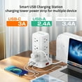 thumbnail image 5 of Power Strip Tower 12 Outlets with 4 USB Ports Surge Protector Electric Charging Station 6.5ft Cord, White, 5 of 8