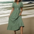 thumbnail image 6 of New Summer Plus Size Dresses for Women 2024 Fashion Slim Collection Solid Color Dress, 6 of 9