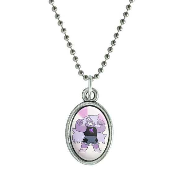 Steven Universe Amethyst Antiqued Oval Charm Pendant with Chain