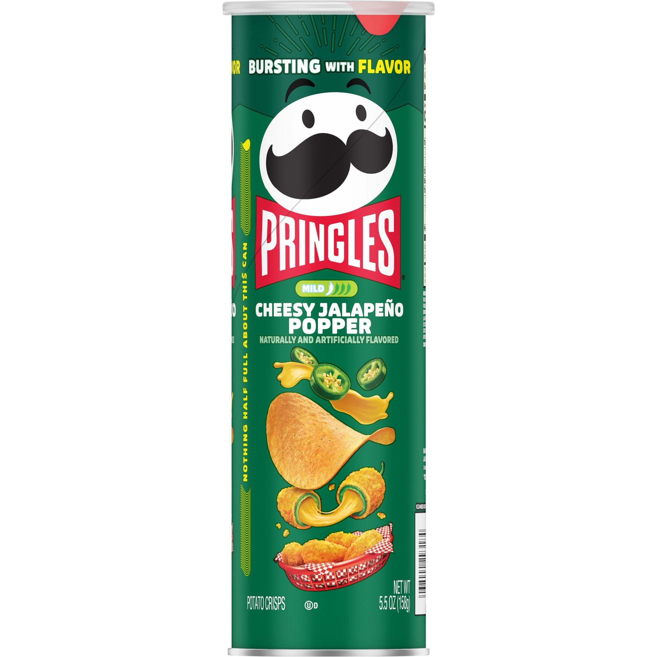 Pringles Cheesy Jalapeno Popper Potato Crisps Chips, Lunch Snacks, 5.5 oz Canister