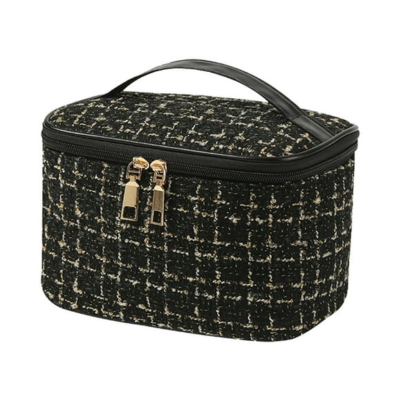 Hearth & Gear Portable Cosmetic Bag For Women Large Capacity Travel Makeup Organizer Toiletry Bag For Girls Traveling With Handle And Divider Makeup Scrunch Sack Makeup Tote Makeup And Hair Product