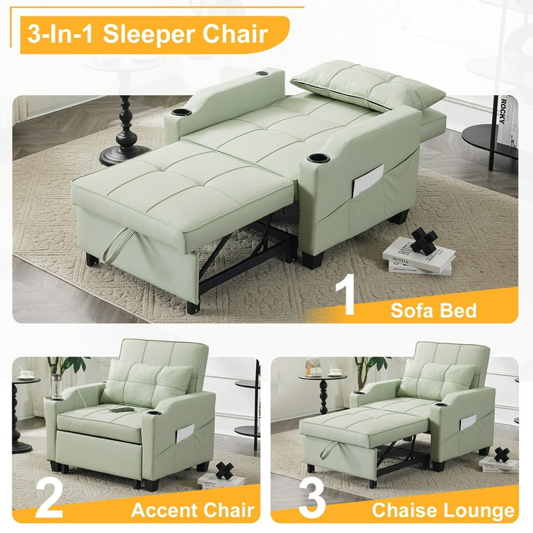 【tak】ベッド Ktaxon 3-in-1 Single Sofa Bed Convertible Sleeper Chair Tech