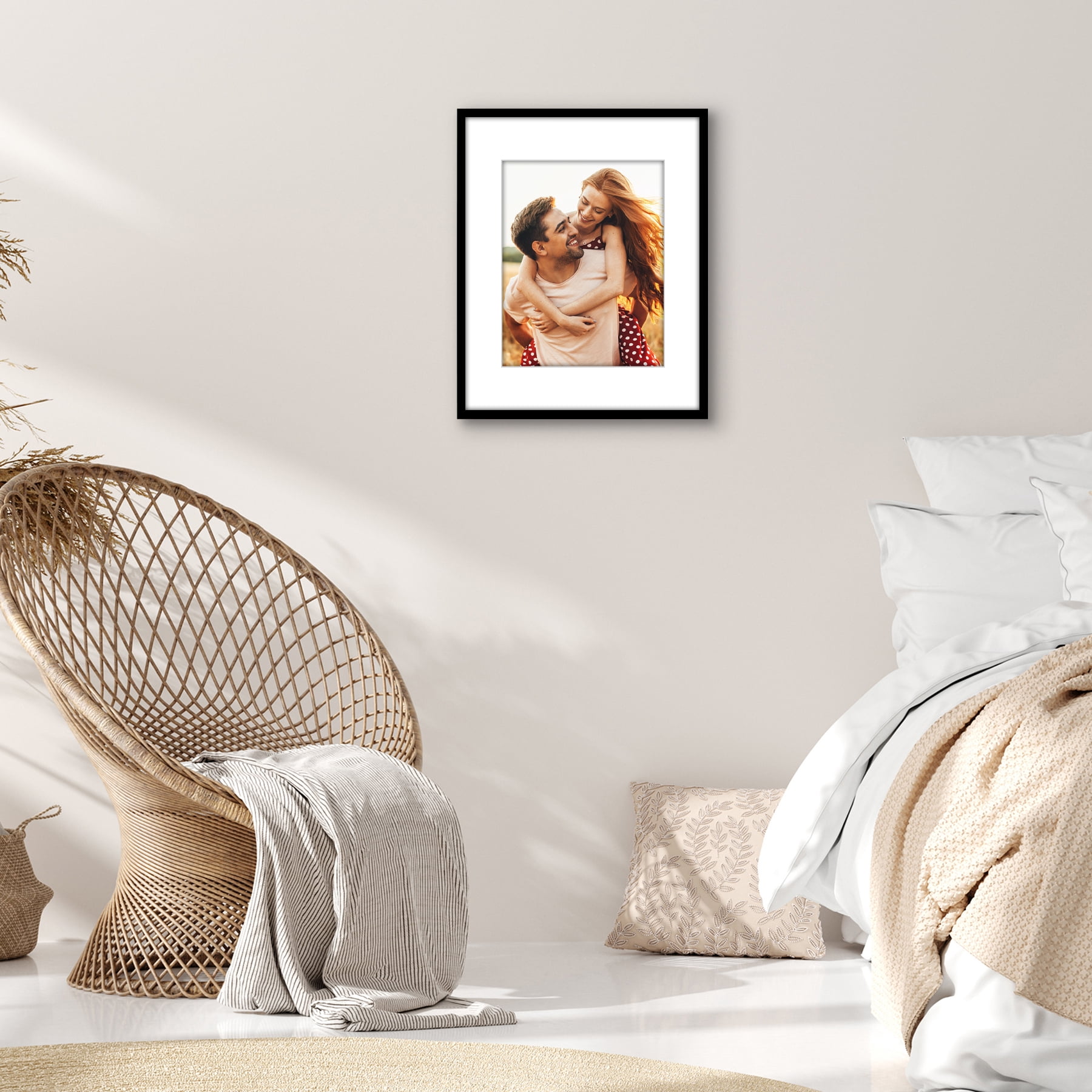 Americanflat 16x20 Picture Frame with Polished Plexiglass with 11x14 Mat Display Photo Streamline - Black