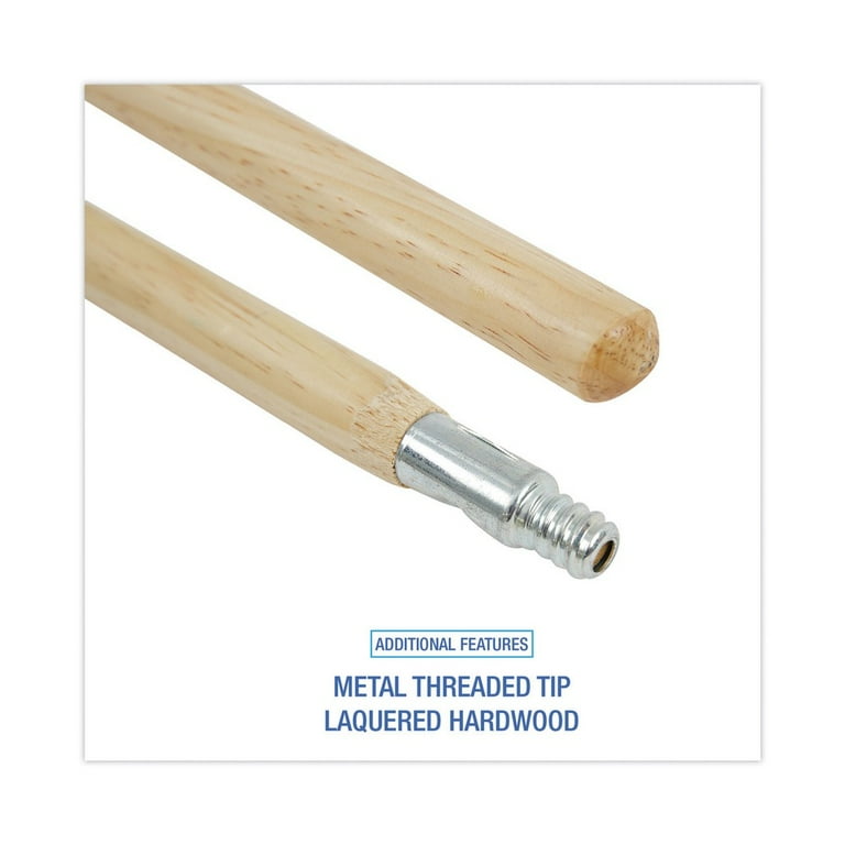 Metal Tip Threaded Hardwood Broom Handle, 1.13 Metal Tip Threaded Hardwood Broom Handle, 1.13