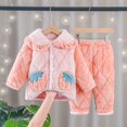 thumbnail image 2 of Bowake Pajama Set For Girls Thick Fuzzy Buttons Down Sleepwear Set Toddler Fall Winter Loungewear Set, 2 of 6