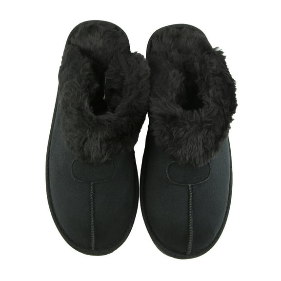 Gold Coast Women's Black Faux Fur Mule Slippers, Small (5-6)