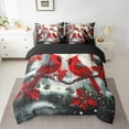 thumbnail image 2 of Manfei Red Cardinal Bird 7-Piece Twin Bedding Sets,Merry Christmas Bedding Comforter Set,Xmas Berry Leaves Sheet Sets For Girl Teens,Breathable Home Decor Reversible, 2 of 8