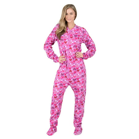 Footed Pajamas - Countless Hearts Adult Cotton - Walmart.com
