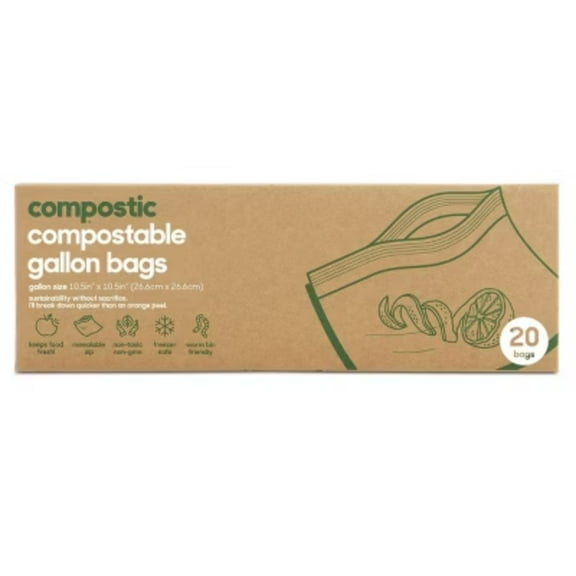 Compostic 100% Compostable Gallon Bags - 20ct