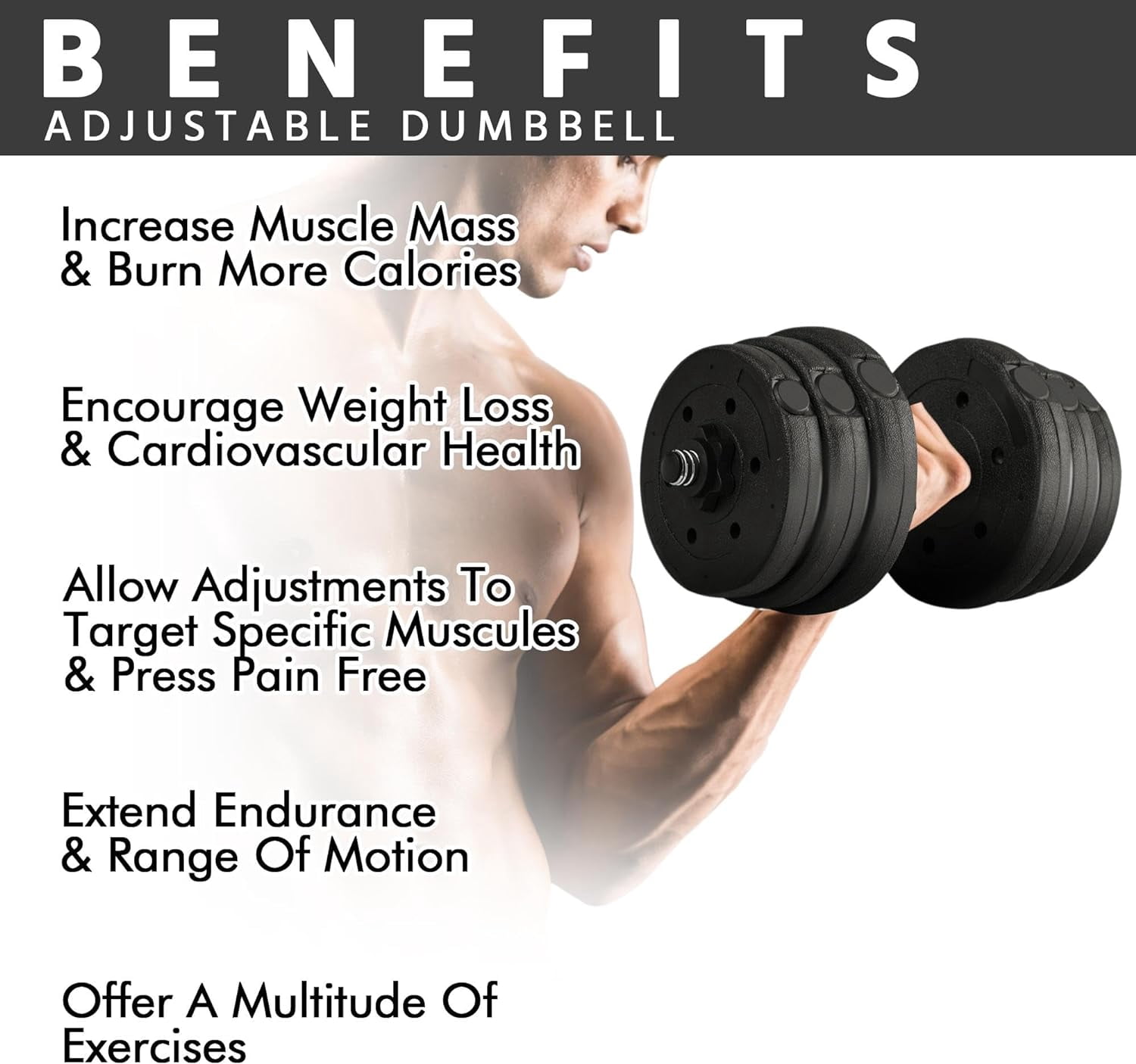 Yaheetech Adjustable Dumbbells Weight Set Dumbbell Weights Exercise & Fitness Equipment w/ 4 Spinlock Collars for Women & Men Home Gym Strength Training  55 pounds