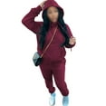 thumbnail image 1 of UKAP Ladies Two Piece Outfit Drawstring Tracksuit Sets Hooded Neck Jogger Set Athletic Sports Sweatshirts And Sweatpants Wine Red 2XL, 1 of 4