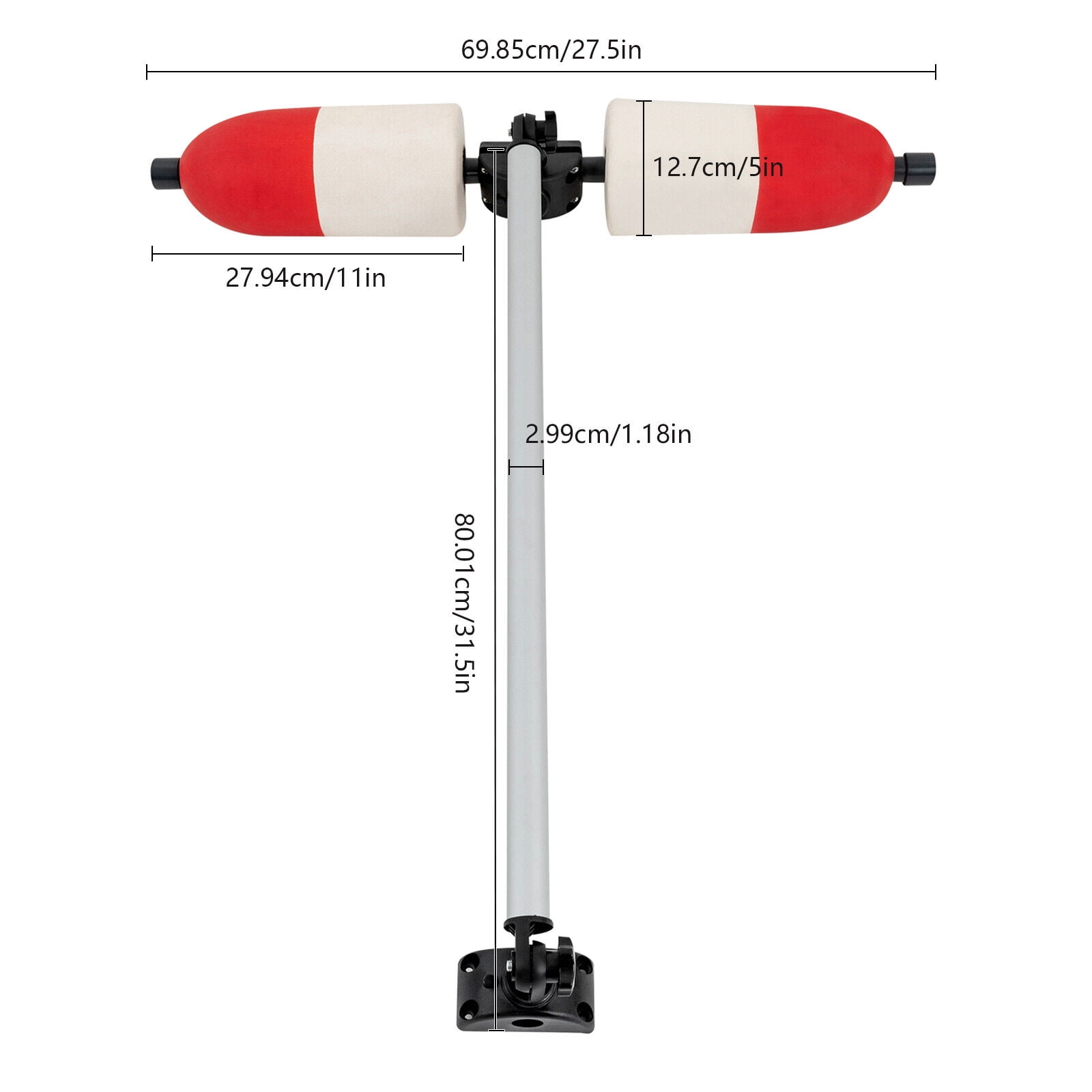 FETCOI Kayak Canoe PVC＆Aluminum Stabilizer System Outrigger Arms Fishing Sidekick Kit