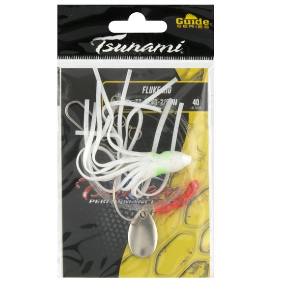 Tsunami Fluke Hoochie Fishing Rig 40 lb – White