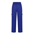 thumbnail image 5 of Men's Casual Cargo Sweatpants - Fleece Loose Fit Open Bottom with Pockets Drawstring Waist Athletic Pants for Men's Daily Wear​ Blue S, 5 of 7