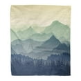 thumbnail image 1 of HATIART Jeter Couverture Chaude Impression Confortable Flanelle Gamme Colorée Montagnes Vertes dans la Silhouette de Brouillard Confortable Doux pour Canapé-Lit et Canapé 50x60 Pouces, 1 of 1
