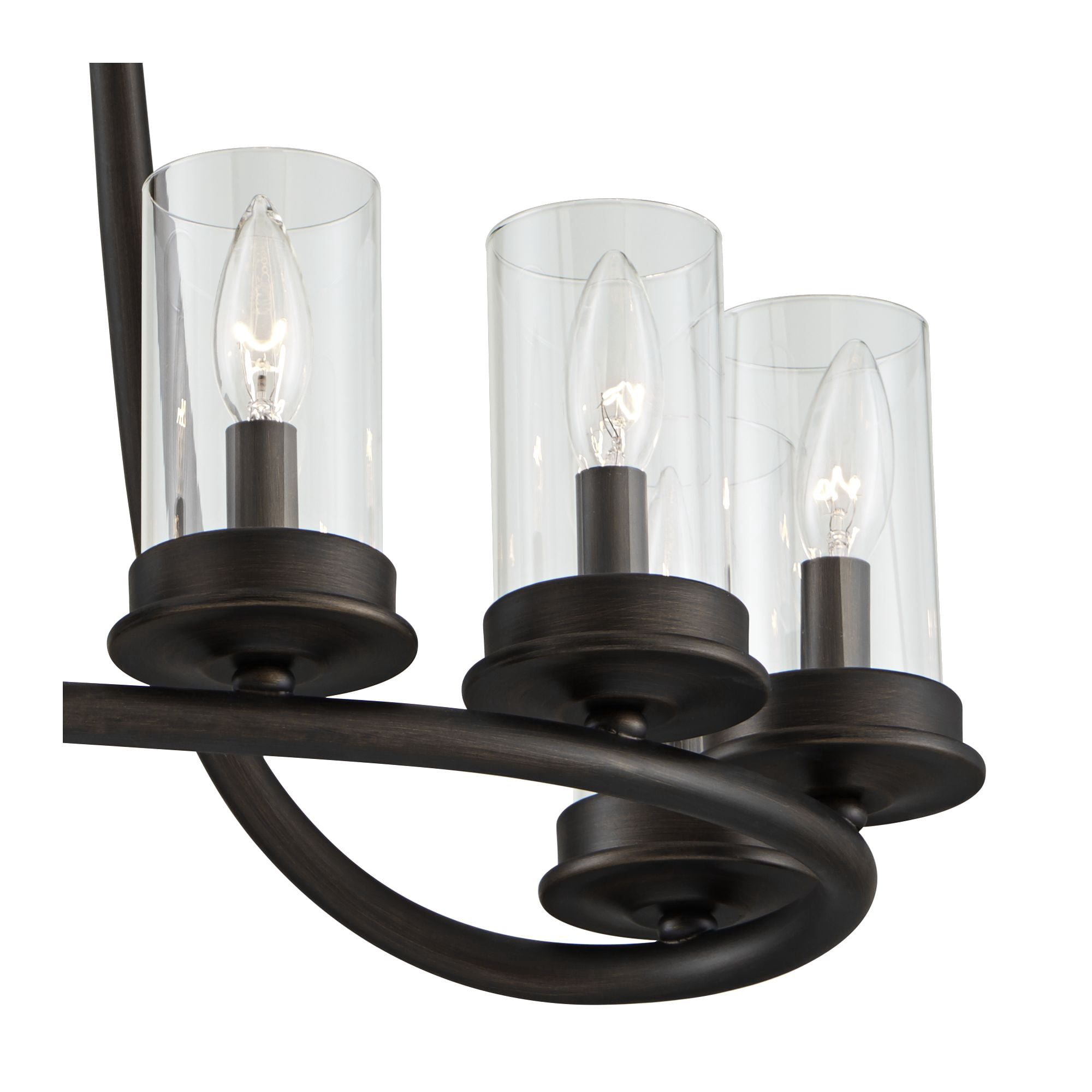 Franklin Iron Works Heritage Bronze Linear Pendant Chandelier 29 3/4" Wide Farmhouse Rustic Glass Shade 8-Light Fixture for Dining Room Kitchen Island
