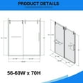thumbnail image 2 of 56"-60"W x 70"H Sliding Shower Door, Frameless Shower Door with Premium 5/16"(8mm) Thick Tempered Glass, Brushed Nickel Finished and Towel Bar, Water Repellent Shower Glass Door for Bathroom, 2 of 7