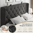 thumbnail image 6 of iPormis Full Size Bed Frame with Diamond Button Tufted Wingback Headboard, Upholstered Platform Bed Frame with Strong Wood Slat Support, Dark Grey, 6 of 8