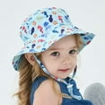 thumbnail image 5 of Baby Sun Hat UPF 50+ Wide Brim Bucket Hat - Adjustable Infant Toddler Sun Protection for Beach & Outdoor (Printed Blue,0-8 Months), 5 of 7