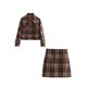 thumbnail image 2 of Traje de chaqueta corta con bolsillos de solapa decorados a la moda para mujer de HH TRAF, traje de falda corta fina con silueta a cuadros retro para mujer, 2 of 5