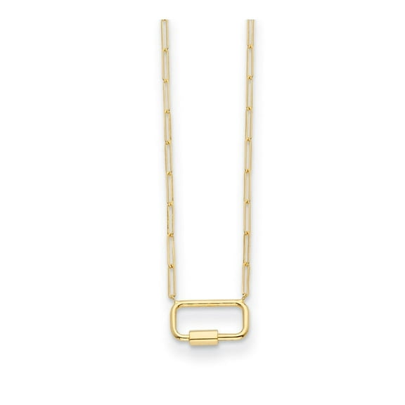 Auriga Fine Jewelry 14K Yellow Gold Polished Lock Paperclip Link Chain Necklace for Women 16"