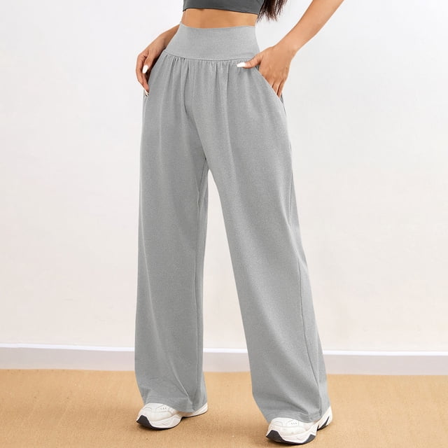 Simua Womens Pants High Waist Straight Leg Lounge Trousers
