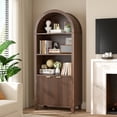 thumbnail image 4 of EnHomee 66.9" Tall 5-Tier Arched Wooden Bookcase with Fluted Doors & Adjustable Shelves, Storage Cabinet with Display Shelf for Office, Living Room, Kitchen,Walnut, 4 of 11