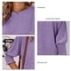thumbnail image 3 of Blusa de verano para mujer con puños fruncidos, informal, holgada, de color liso, con cuello redondo, para citas, 3 of 7