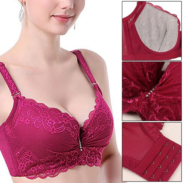 Koszal Sexy Lace Flower Push-Up Underwire Women Padded Bra Soft Breathable  Underwear 