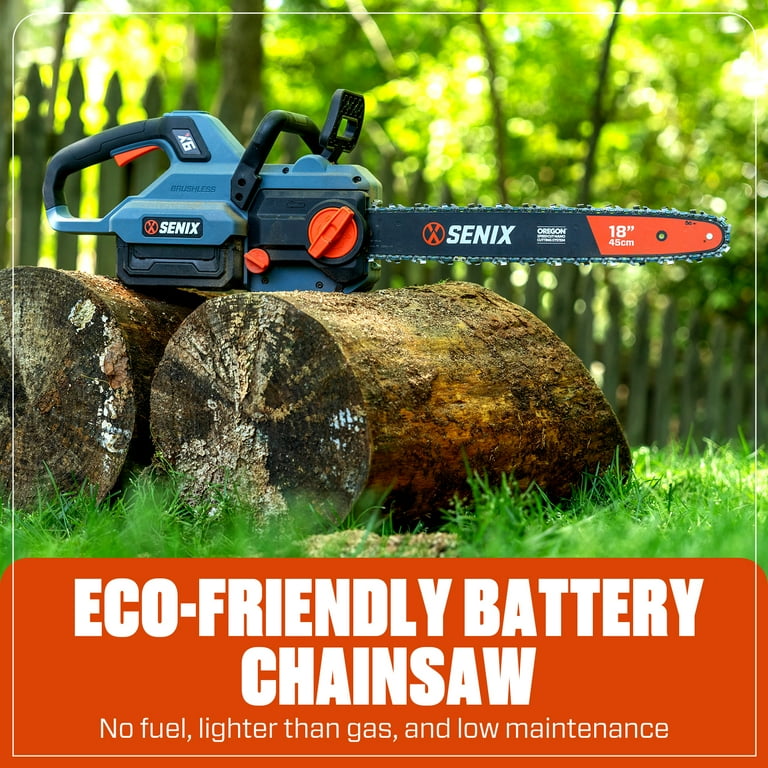 Senix 60V 18-Inch Brushless Cordless Chainsaw with Automatic Oiler