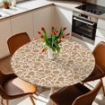 thumbnail image 3 of Brown Floral Fitted Tablecloth with Elastic Edged, Round Table Cloth for Dining Table, Vintage Rustic Flowers Botanical Spring Waterproof Oil Proof Table Cover for Indoor Outdoor 36"-44", 3 of 8