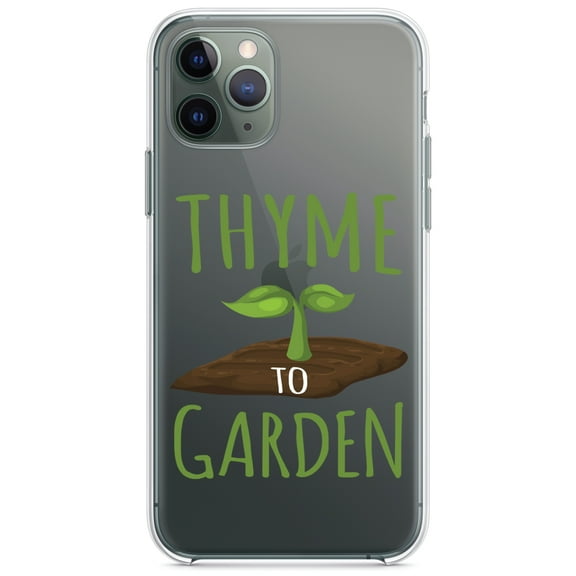 DistinctInk Clear Shockproof Hybrid Case for iPhone 12 / 12 PRO (6.1" Screen) - TPU Bumper Acrylic Back Tempered Glass Screen Protector - Thyme to Garden