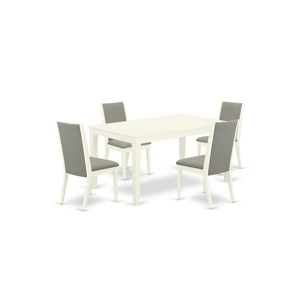 East West Furniture Capri 5-piece Wood Dining Set in Linen White/Shitake