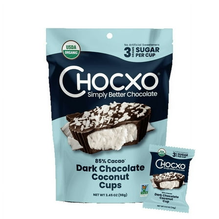 (Pack of 6) Chocxo Dark Chocolate Organic Coconut Cups, 3.45 oz