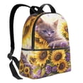 thumbnail image 2 of Lsque Daisy Sunflower Lazy Cat Pattern Backpack – School Travel Canvas Daypack with Ergonomic Padded Straps, Multiple Compartments & Leather Handle, 2 of 5