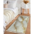 thumbnail image 3 of White Gray Marble Entryway Runner Rug 2x4ft,Modern Abstract Golden Texture Art Washable Woven Living Room Hallway Bedroom Kitchen Carpet with Tassels,Indoor Outdoor Throw Door Mat for Entryway, 3 of 5