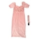 thumbnail image 1 of Women Velvet Dress Belt Waist Short Puff Sleeve Bodycon Velvet Pencil Dress for Female Pink XL, 1 of 26