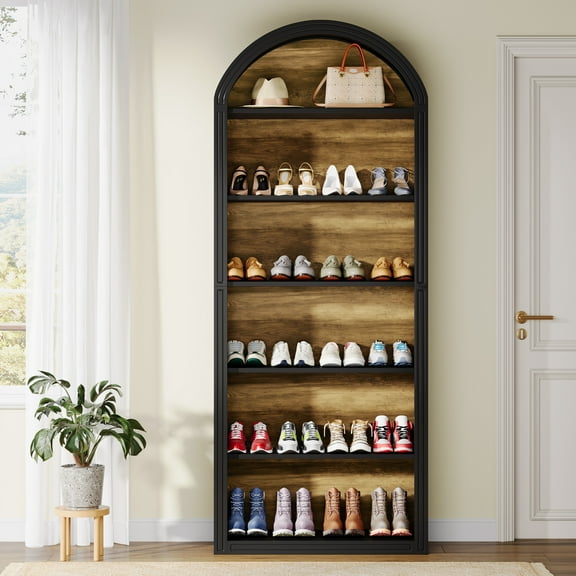 Tribesigns Black 75.98" Tall 6-Tier Shoe Storage Cabinet