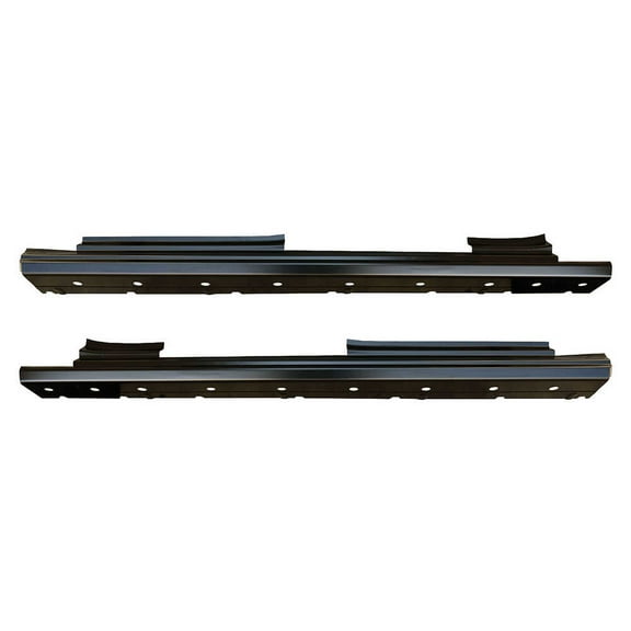 Stamped Slip On Rocker Panel with Sills that Slightly Curve Up Posts - PAIR. Fits 14-18 Chevrolet Pickup Silverado Double Cab, 14-18 GMC Pickup Sierra Double Cab