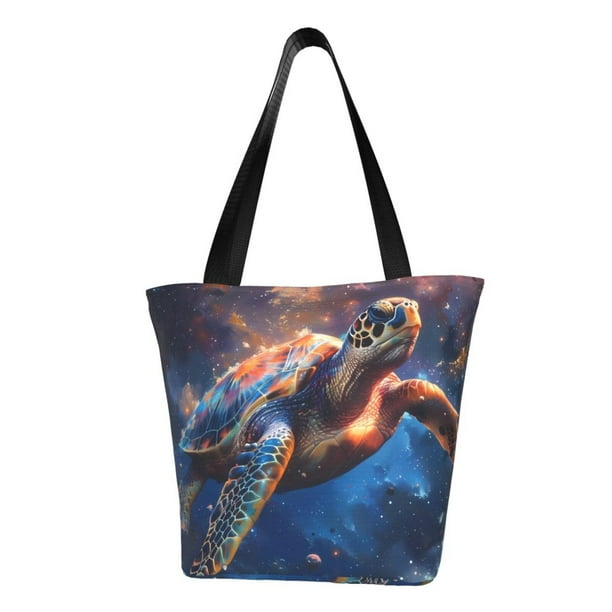 Balery Night Sky Turtle Bolsa de Hombro con Diseño, Bolsa Grande y Duradera, Bolsa Versátil para Compras