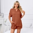 thumbnail image 2 of Defitshape Women's Casual Short Sleeve Pajama Set Shorts Pj 2 piece Sleepwear Elastic Waist Drawstring Sleep Nightwear Red Small, 2 of 4