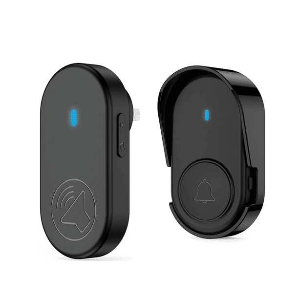 "Timbre Inalámbrico Impermeable Con Luz Led 1 Transmiso 1 Rec Malubero, Negro "