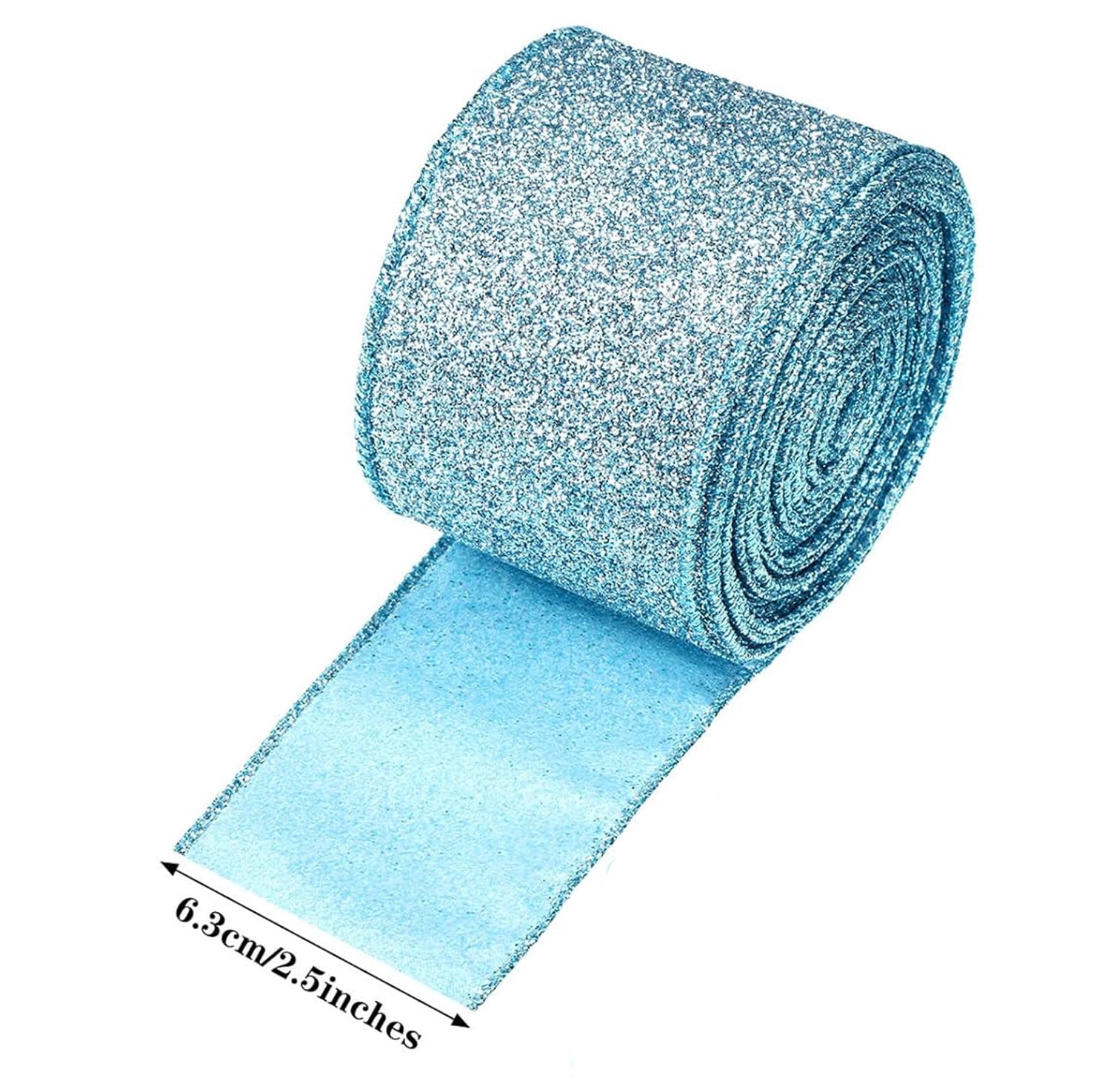 Glitter Wired Ribbon,Bexikou 2 Rolls 2.55 inch x 20 Yards Christmas Tree Ribbon,Christmas Wired Ribbon for Christmas Tree, Gift Wrapping, Wreath, Crafts, Bow Making and Party Decoration