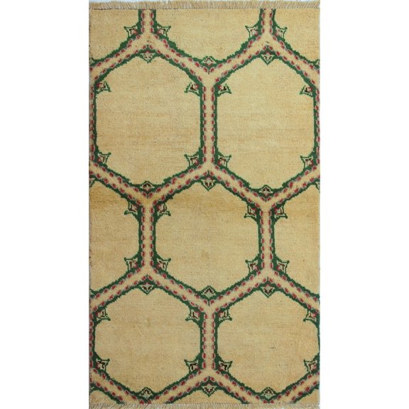 Peshawar Hendrix Lt. Gold/Green Rug, 3'0" x 5'1"