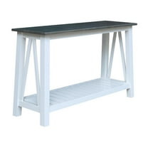 Surrey Solid Wood Console/Sofa Table in White/Heather Gray