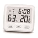 thumbnail image 1 of Termómetro digital higrómetro para interiores, medidor de temperatura y humedad con relojes de escritorio para dormitorio, oficina, retroiluminado, preciso (blanco), 1 of 5