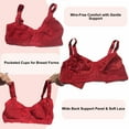 thumbnail image 2 of BIMEI Women’s Pocketed Mastectomy Bra with Lace | Sheer Pocket Bra for Breast Forms | Post-Surgery Prosthesis Bra | Wire-Free Support, Silicone Breast Form Holder,Red,44E, 2 of 4